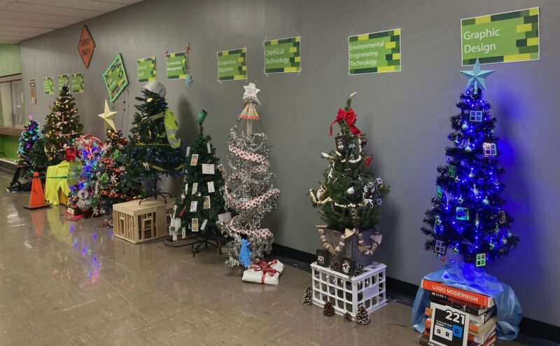 Battle of the Branches trees outside Engineering & Information Technologies Division office