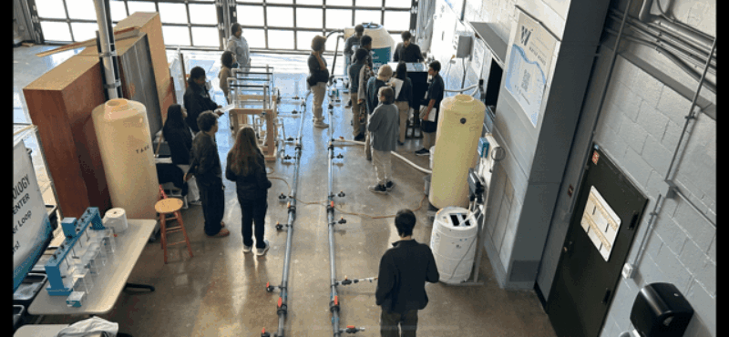 Students learned about water processing in the Big Automated Water Loop (BAWL) lab