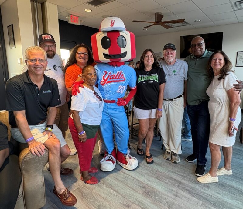 Cincinnati State Alumni Association Board members and the Florence Y'alls mascot