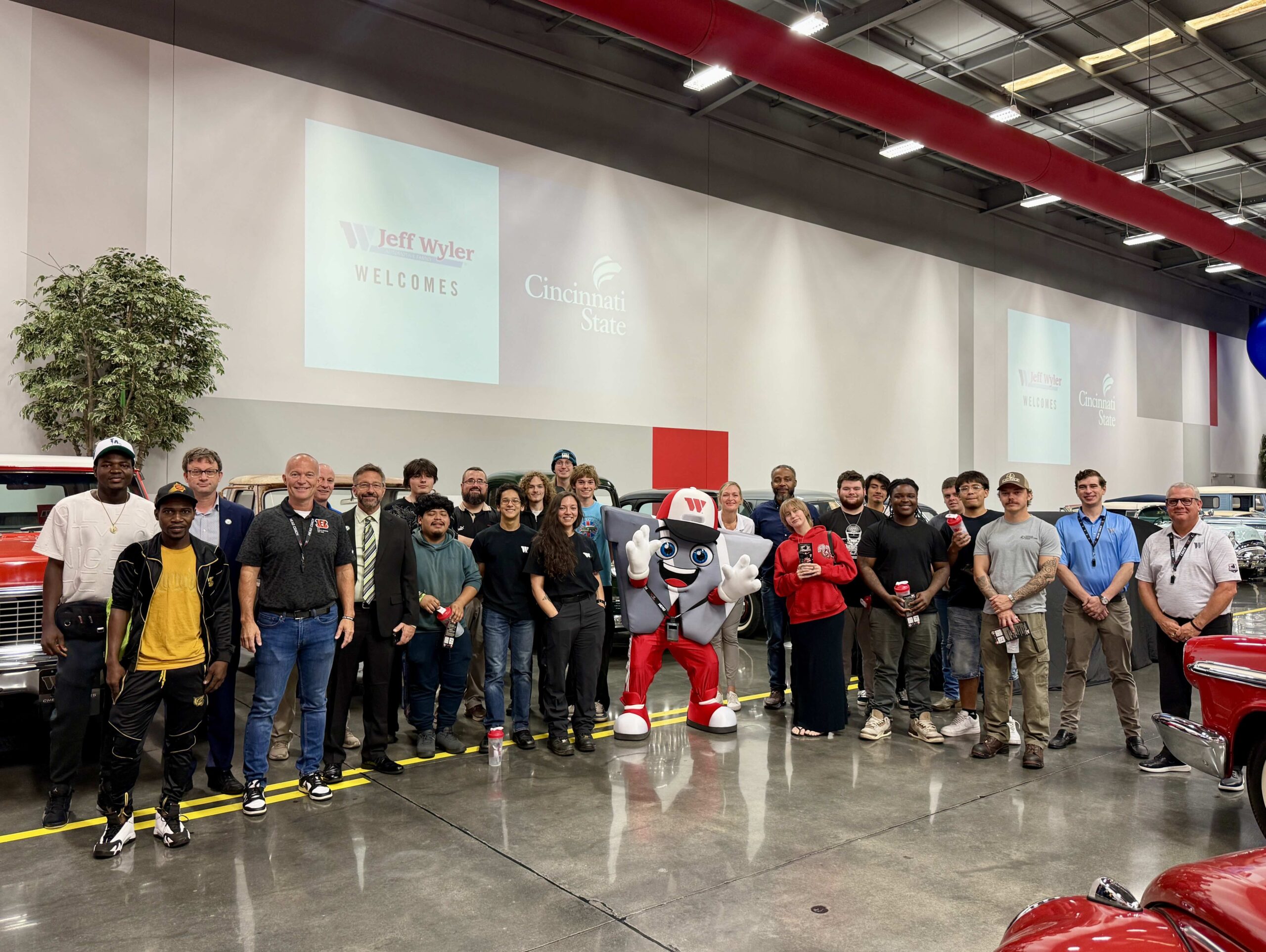Cincy State students, faculty, and administrators with Jeff Wyler Automotive family personnel